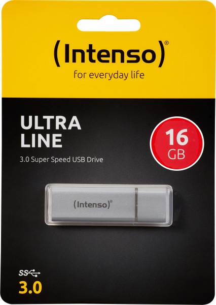 Intenso USB 3.0 Stick 16GB, Ultra Line, sølv type A, (R) 70MB/s, detailblister