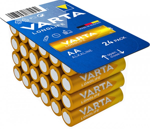 Varta batteri Alkaline, Mignon, AA, LR06, 1,5V Longlife, Retail Box (24-Pack)
