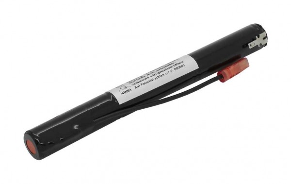 Nødlys batteri NiMH 3,6V 1500mAh L1x3 Mignon AA med faston stik 2,8mm +pol og 110mm kabel og faston fatning 2,8mm -pol erstatter Onelux AA09