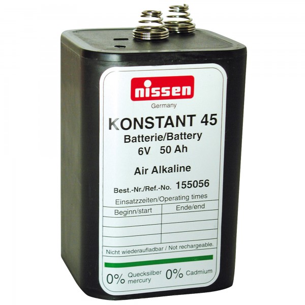 Nissen Konstant 45, 6V, 45-50Ah luft-alkaline, zink-luft Kuldebestandig ned til -25°C