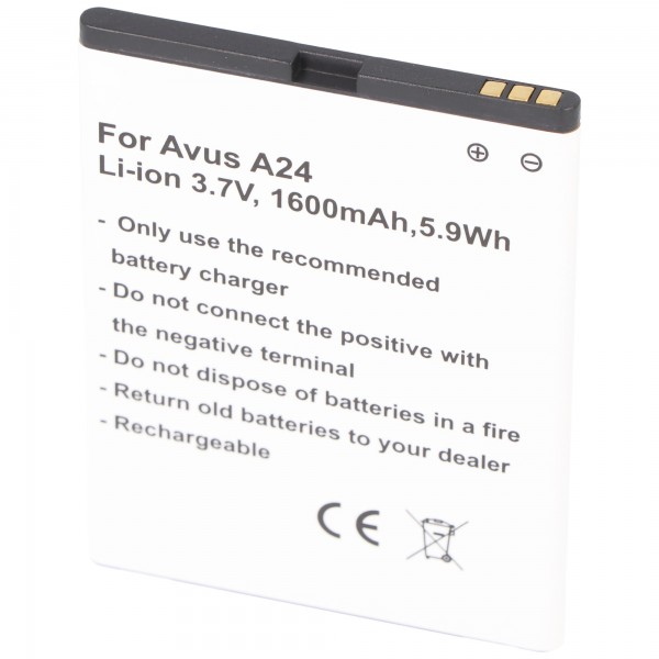 Batteri passer til Avus 24, A24 batteri A24 / B018, 3,7 Volt 1600mAh