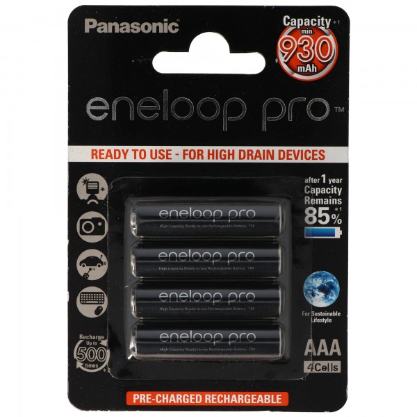 Panasonic eneloop Pro Micro AAA LR03 BK-4HCCE / 4BE og AccuCell AkkuBox AAA
