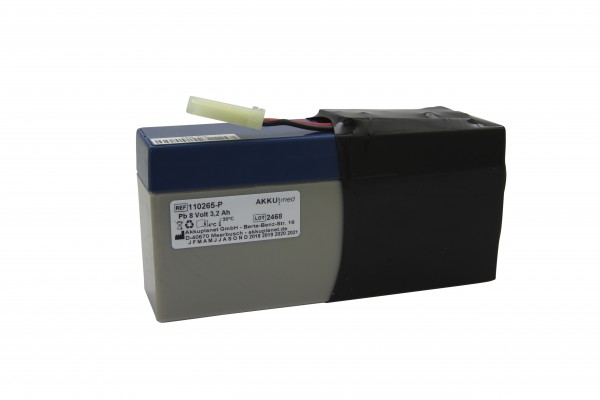 Blygelbatteri egnet til Protocol Propaq CS Vital Signs Monitor (VSM) 101-106 / 242/244/246 (enkelt batteri) 8 Volt 3,2 Ah med Powersonic-celler