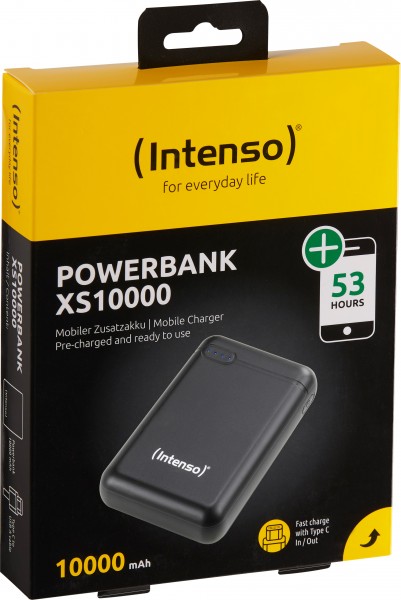 Intenso Battery Powerbank XS10000, 5V/10.000mAh, sort USB-A/Micro-B/-C, detailblister