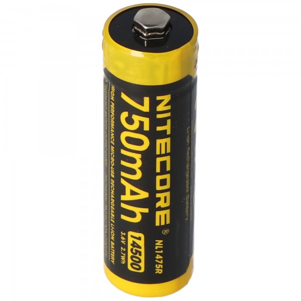 Nitecore Li-Ion batteritype 14500 - 750mAh - NL1475R