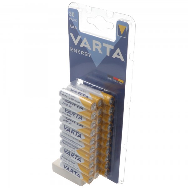 Varta Energy Alkaline Batteri, Micro, AAA, LR03, 1,5V Pakke med 30 stk.