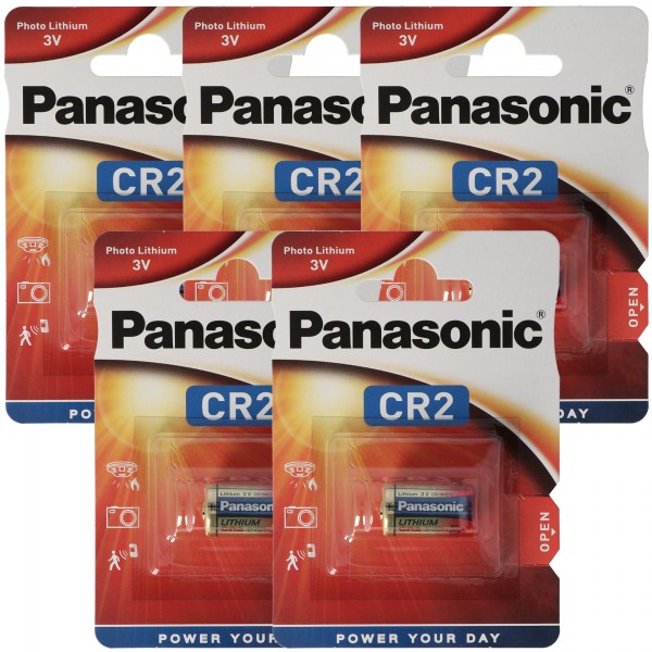 Panasonic CR2 lithiumbatteri CR2EP, CR-2 batteripakke af 5