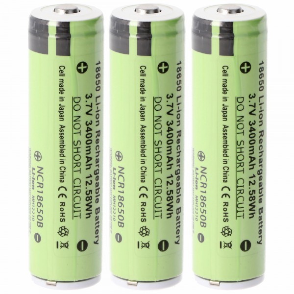 Panasonic batteri passer til icucam 4, icucell 18650, 3400mAh lithium-ion batteri 3 stk. pr. sæt
