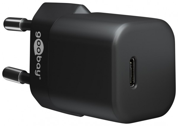 Goobay USB-C™ PD (Power Delivery) hurtigoplader nano (30 W) sort - velegnet til enheder med USB-C™ (Power Delivery) som f.eks. eks iPhone 12