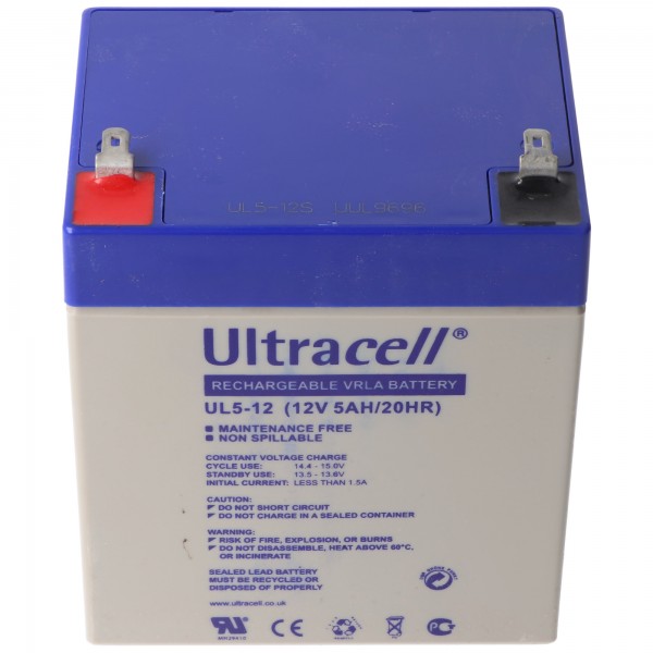 Ultracell UL5-12 12V 5Ah blybatteri AGM blygelbatteri