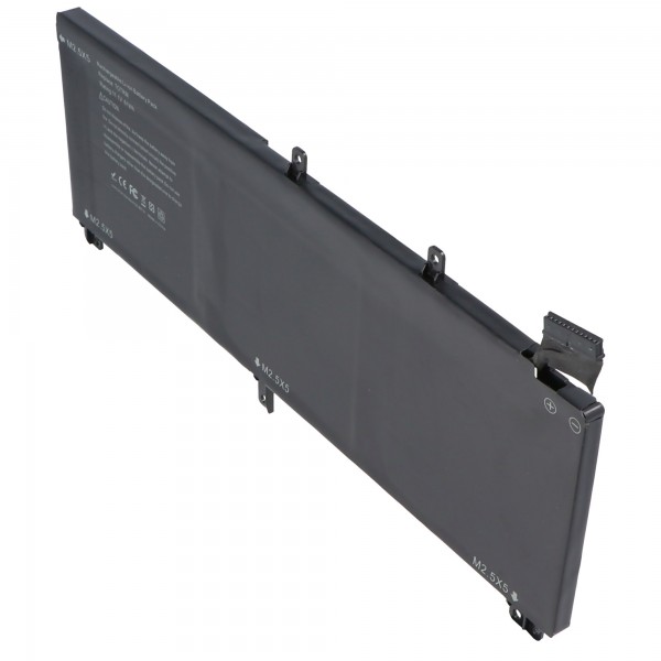 Batteri passer til Dell XPS 15 9530, H76MY, Li-Polymer, 11,1V, 5500mAh, 61.0Wh, indbygget