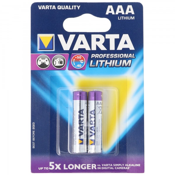 Varta lithiumbatteri AAA, Micro, FR03, 6103, Varta Ultra Lithium, 1.5V