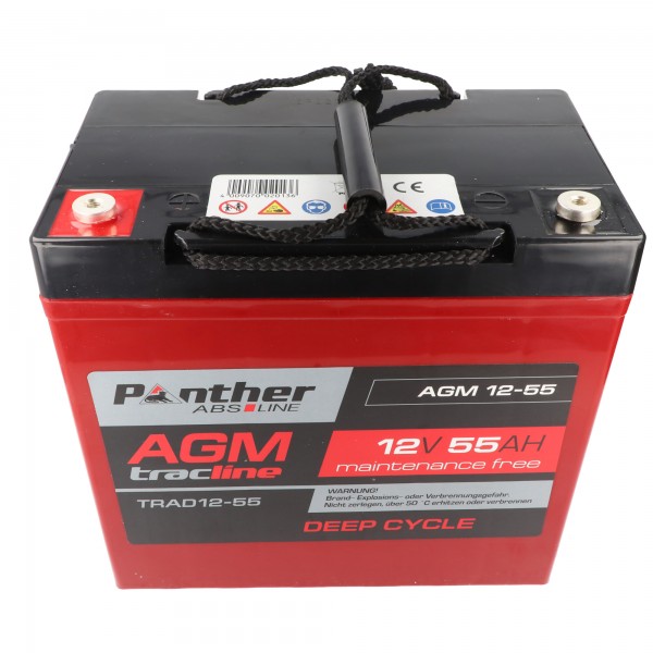 Panther tracline AGM Deep Cycle 12V 55Ah blybatteri AGM blygelbatteri