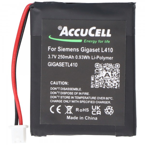 Batteri passer til Siemens Gigaset L410 batteri S30852-D2240-X1, V30145-K1310-X448, 3,7 Volt 250mAh