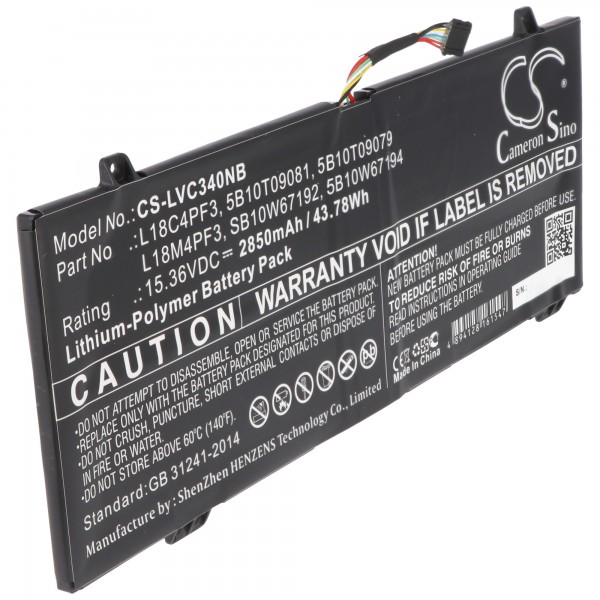 Batteri passer til Lenovo L18M4PF3, 5B10T09079, Lenovo IdeaPad C340-14IWL, 15.36V, 2850mAh