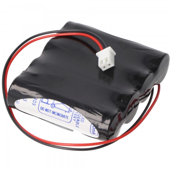 Nødlysbatteri NiCd 4.8V 860mAh F1x4 Mignon AA med kabel og stik egnet til ESYLUX serien SLA LED