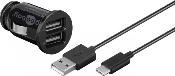 USB Type-C billader sæt (12W / 2,4A) billader adapter og USB Type-C kabel 1,0m (sort)