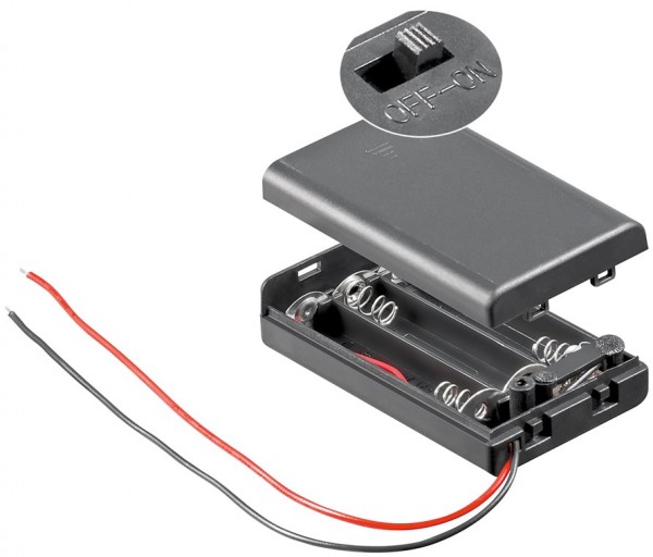 Goobay 3x AAA (Micro) batteriholder - løse kabelender, omskiftelig, vandafvisende
