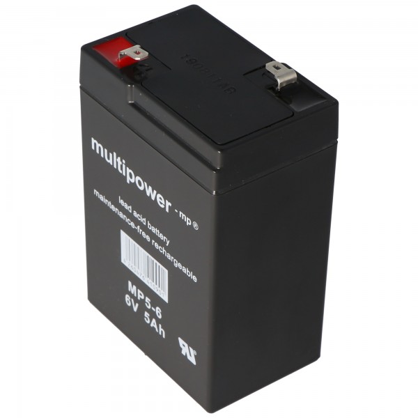 Multipower MP4.5-6 blybatteri med 4.8mm Faston kontakter