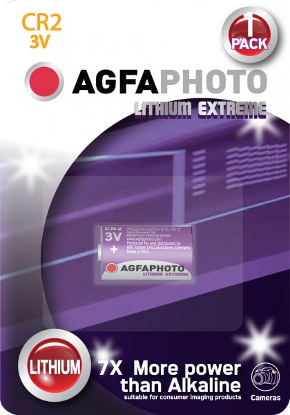 Agfaphoto Battery Lithium, CR2, 3V Extreme Photo, Retail Blister (1-Pack)