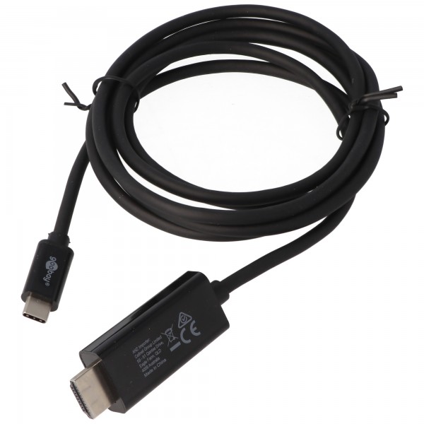 USB-C til HDMI-adapterkabel, USB-C han til HDMI han, muliggør transmission af Ultra HD-videosignaler til en ekstern skærm