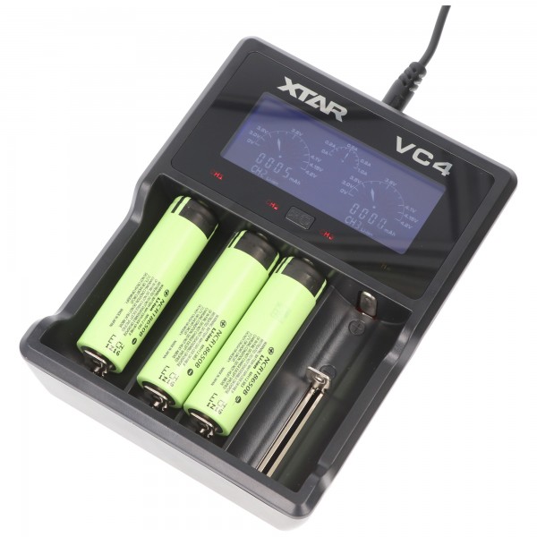 Oplader og Panasonic batteri passer til icucam 4, icucell 18650, 3400mAh lithium-ion, 3 stk. pr. sæt