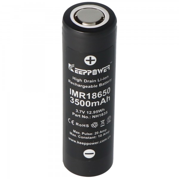 Keeppower IMR18650 - 3500mAh, 3.6V - 3.7V Li-Ion batteri (Flat Top)