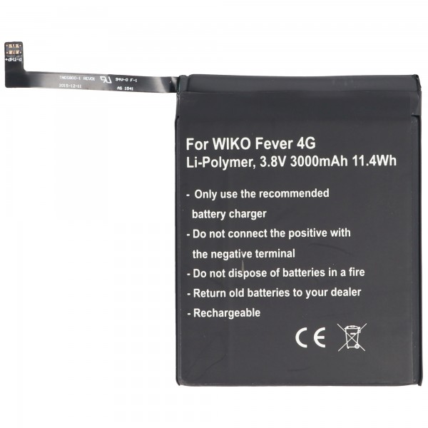 Batteri passer til Wiko Fever, FEVER 4G batteri TLP15J15