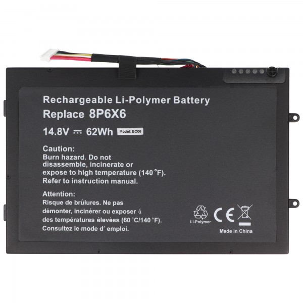 Batteri passer til Dell Alienware M11x, M14X, Li-Polymer, 14,8V, 4190mAh, 62Wh, indbygget, uden værktøj