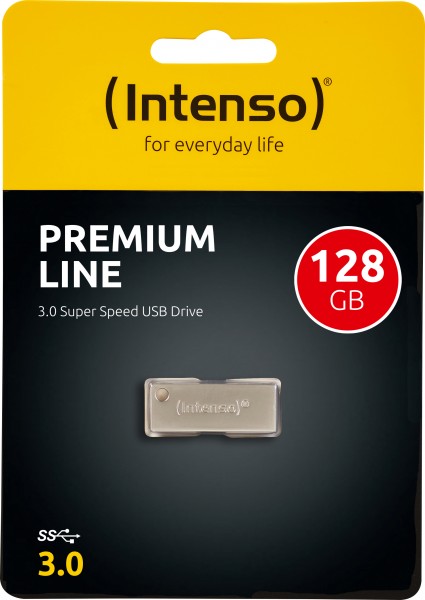 Intenso USB 3.0 stick 128GB, Premium Line, metal, sølv type A, (R) 100MB/s, detailblister