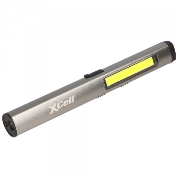 LED-lommelygte med ekstra UV- og laserlys og LED-lysstang på siden, magnetclips, integreret batteri og USB-C opladningsfunktion