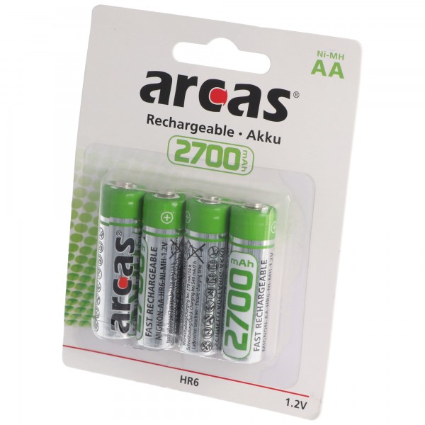 Arcas Mignon AA batteripakke med 4 2700mAh