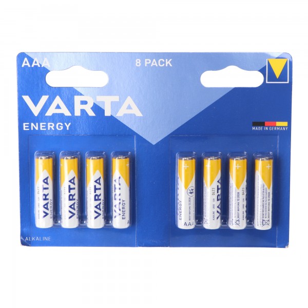 Varta Energy Alkaline Batteri, Micro, AAA, LR03, 1,5V Pakke med 8
