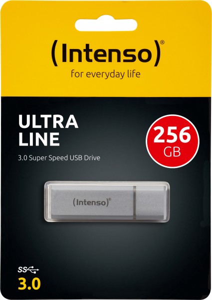 Intenso USB 3.0 Stick 256GB, Ultra Line, sølv type A, (R) 70MB/s, detailblister