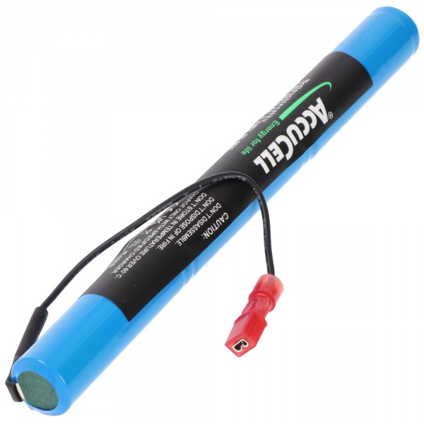 Nødlys-batteri NiCd 3,6V 860mAh L1x3 Mignon AA med faston-stik 2,8 mm + pol og 110 mm kabel og faston-stik 2,8 mm -Pole erstatter Onelux AA09