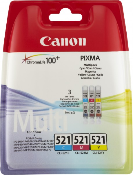 Canon blæk multipack CLI-521C/521M/521Y