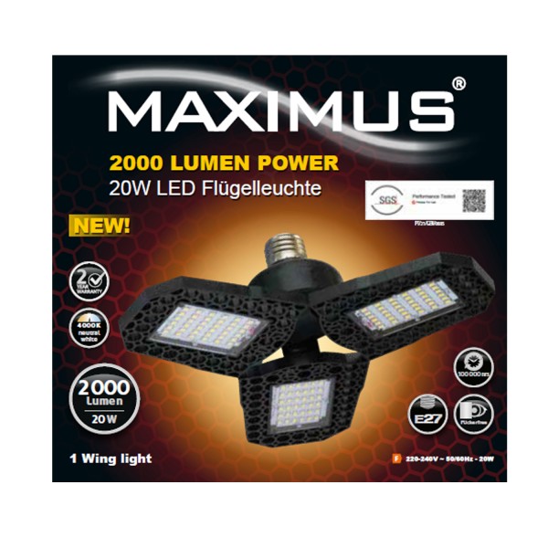 MAXIMUS LED vingelys 2000 lumen effekt 20 watt IP20 E27 fatning