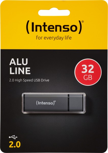 Intenso USB 2.0 Stick 32GB, Alu Line, antracit (R) 28MB/s, (W) 6,5MB/s, detailblister