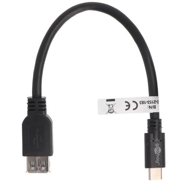 USB-C han til USB En hun med kabelsvart 20 cm