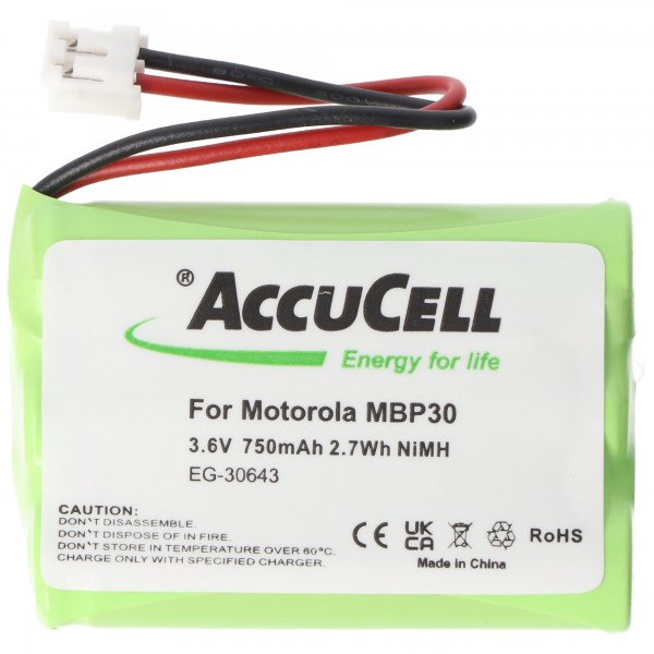 Batteri passer til Motorola MBP30, NiMH, 3.6V, 750mAh, 2.7Wh