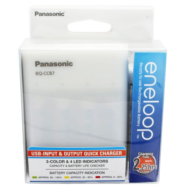Panasonic BQ-CC87 USB Smart Charge oplader til 4 NiMH batterier Micro AAA og Mignon AA