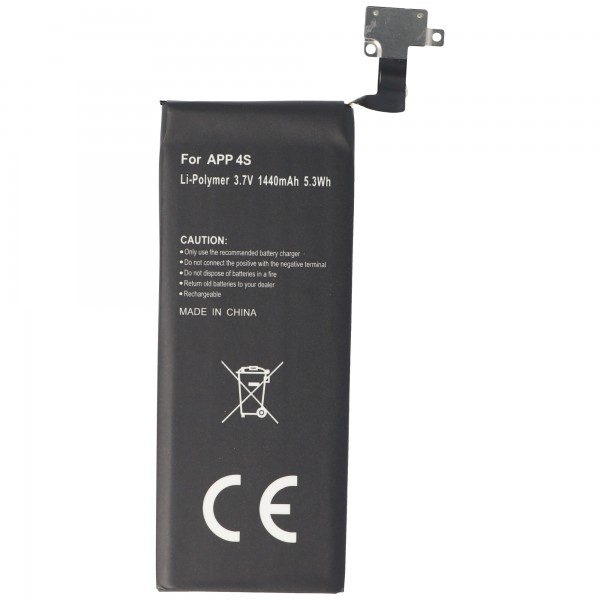 AccuCell batteri passer til Apple iPhone 4S batteri, 616-0579, GB-S10-423282-0100, 1440mAh
