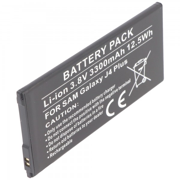 Batteri passer til Samsung Galaxy J4 Plus, Li-Polymer, 3.8V, 3300mAh, 12.5Wh