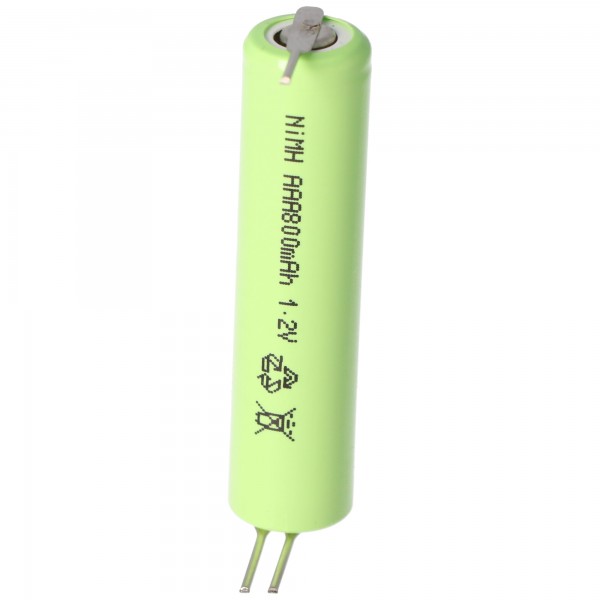 HR-AAAU NiMH genopladeligt batteri Micro AAA Flattop med 3-vejs print skal have dimensioner på ca. 44x10,5mm