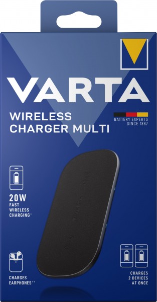 Varta Fast Wireless Charger Multi, Qi, 9V, sort USB Micro-B, detail blister