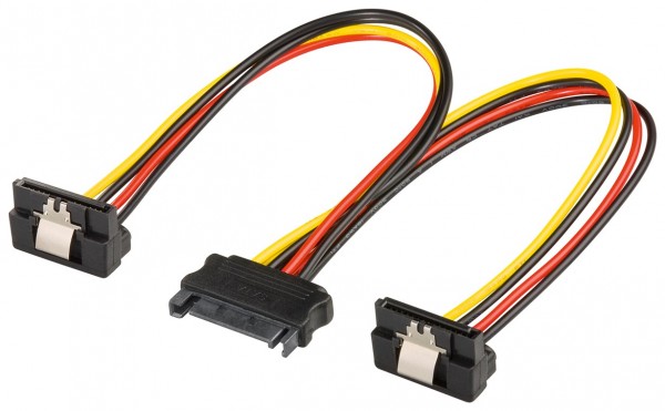 Goobay PC Y strømkabel/strømadapter, SATA 1x stik til 2x stik 90° - SATA standard stik > 2x SATA standard stik 90°