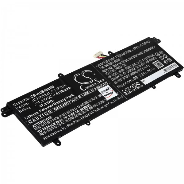 Batteri passer til bærbare Asus VivoBook S14 M433IA-EB069T, S15 M533IA-BQ097T, type C31POJH - 11.55V - 4150 mAh