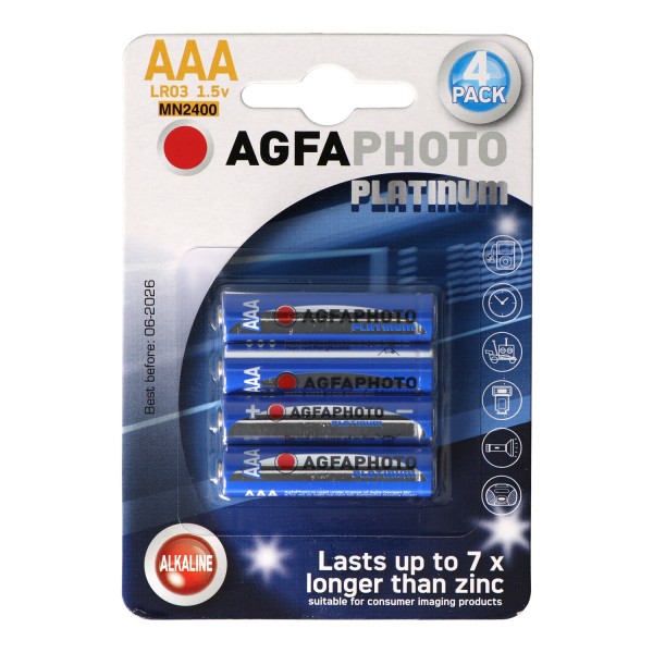AgfaPhoto Micro AAA alkalisk batteri LR03 4-pack Platinum