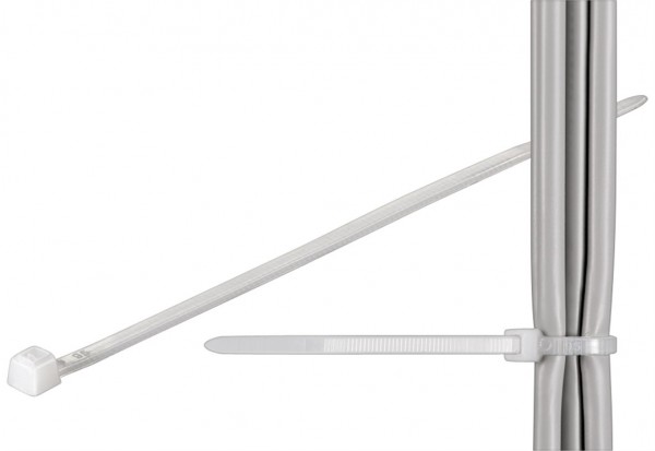 Goobay kabelbindere, vejrbestandig nylon - 2,5 mm bred og 200 mm lang, gennemsigtig hvid