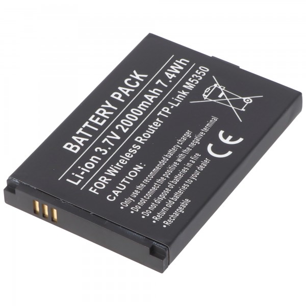 Batteri passer til trådløs router TP-Link M5350 Li-ion batteri 3.7V 2000mAh